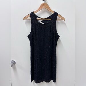 Vintage Laurence Kazar Black Silk Beaded Mini Dress